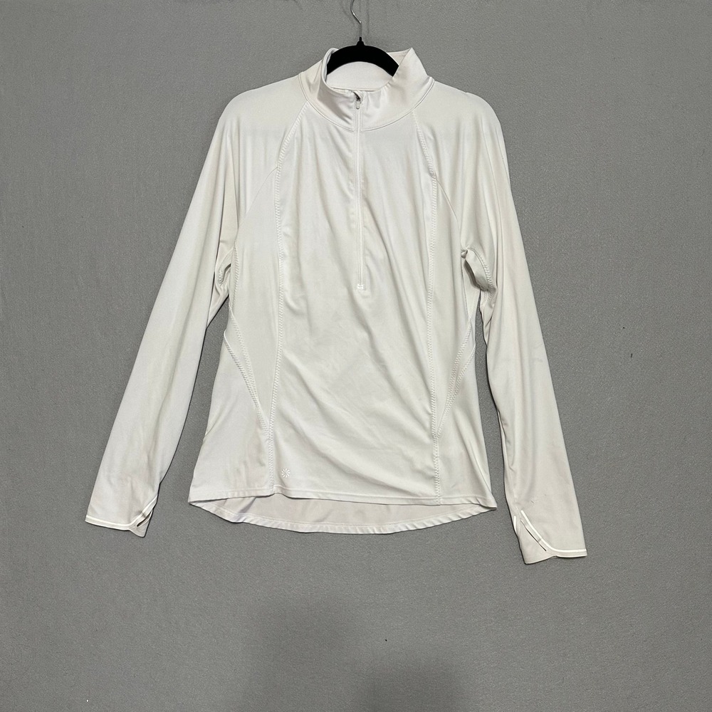 Athleta Womens White Quarter Zip Pullover Long Sleeve Activewear Top Size M